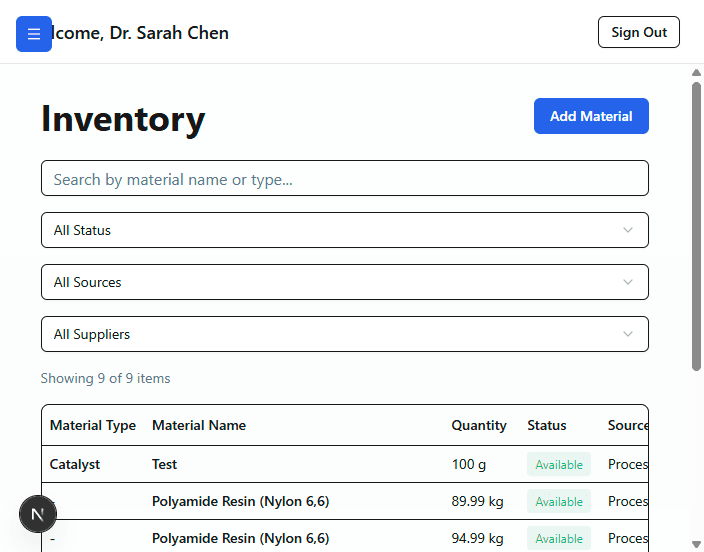 Inventory & Material Management - Complete material lifecycle